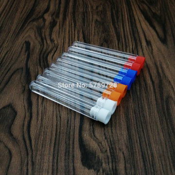 100PCS 13*78mm School Supplies Lab Equipments Clear Plastic Test Tube, Round Bottom Tube with plastic color stopper push cap