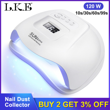 LKE 120W Nail Dryer Machine UV LED Lamp for Nails Gel Polish Curing Lamp with Bottom 30/60/99s Timer LCD Display Manicure