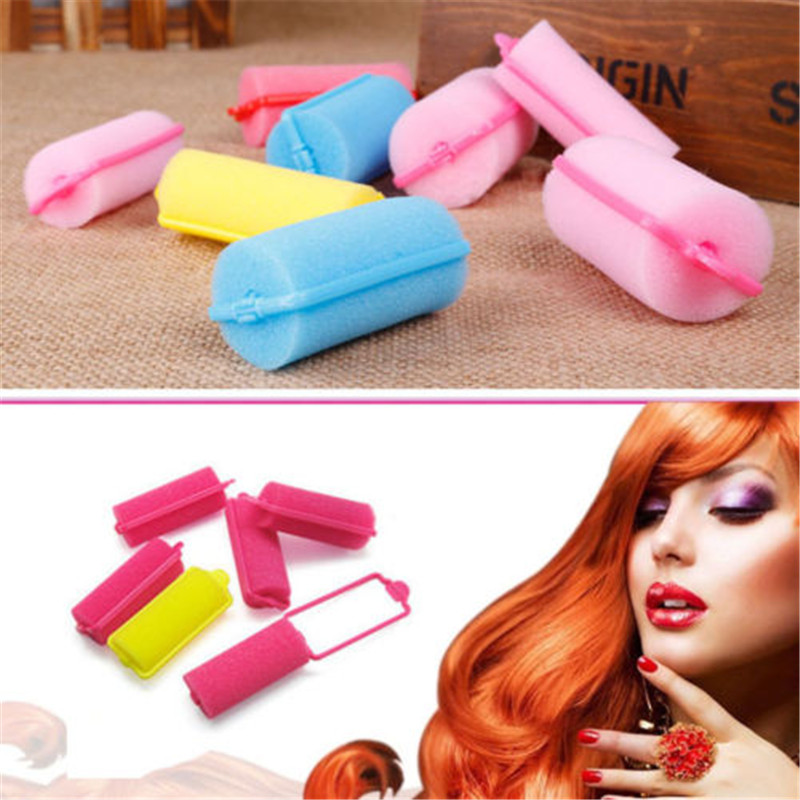 New 10PCS/Pack Sponge Roll Curler New Fashion Sleeping Bendy Hair Curlers Sponge Hair Roller Large Pear Hair Tool Color random