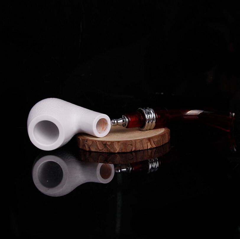 Sepiolite Smoking Set Smoking Pipe Handmade Brown Tobacco Pipe Classic Bent Pipes Gift Cigarette Cigar Tube