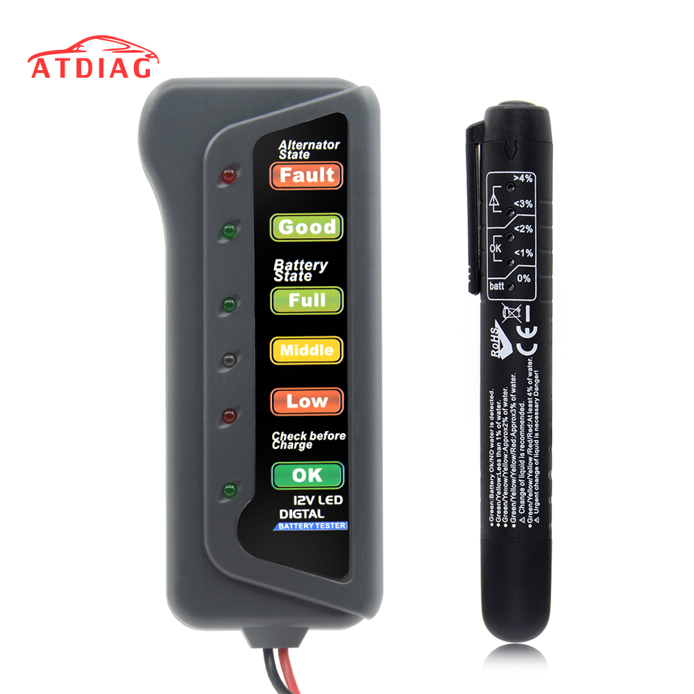 12V Digital Battery Alternator Tester 6 LED Lights Display brake fluid tester Auto Car Diagnostic for Cars Vehicle Motorcycle
