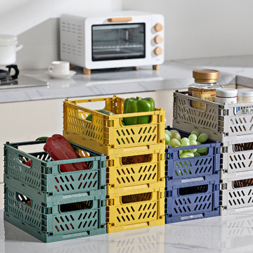 Folding Collapsible Storage Crate Box Stackable Home Kitchen Warehouse Storage Baskets Desktop Book Food Toys Plastic Box