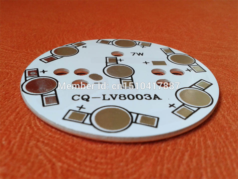 7W LED PCB 49mm for 7pcs LEDs, aluminum plate base, Aluminum PCB Printed Circuit Boards, high power 7W LED DIY PCB