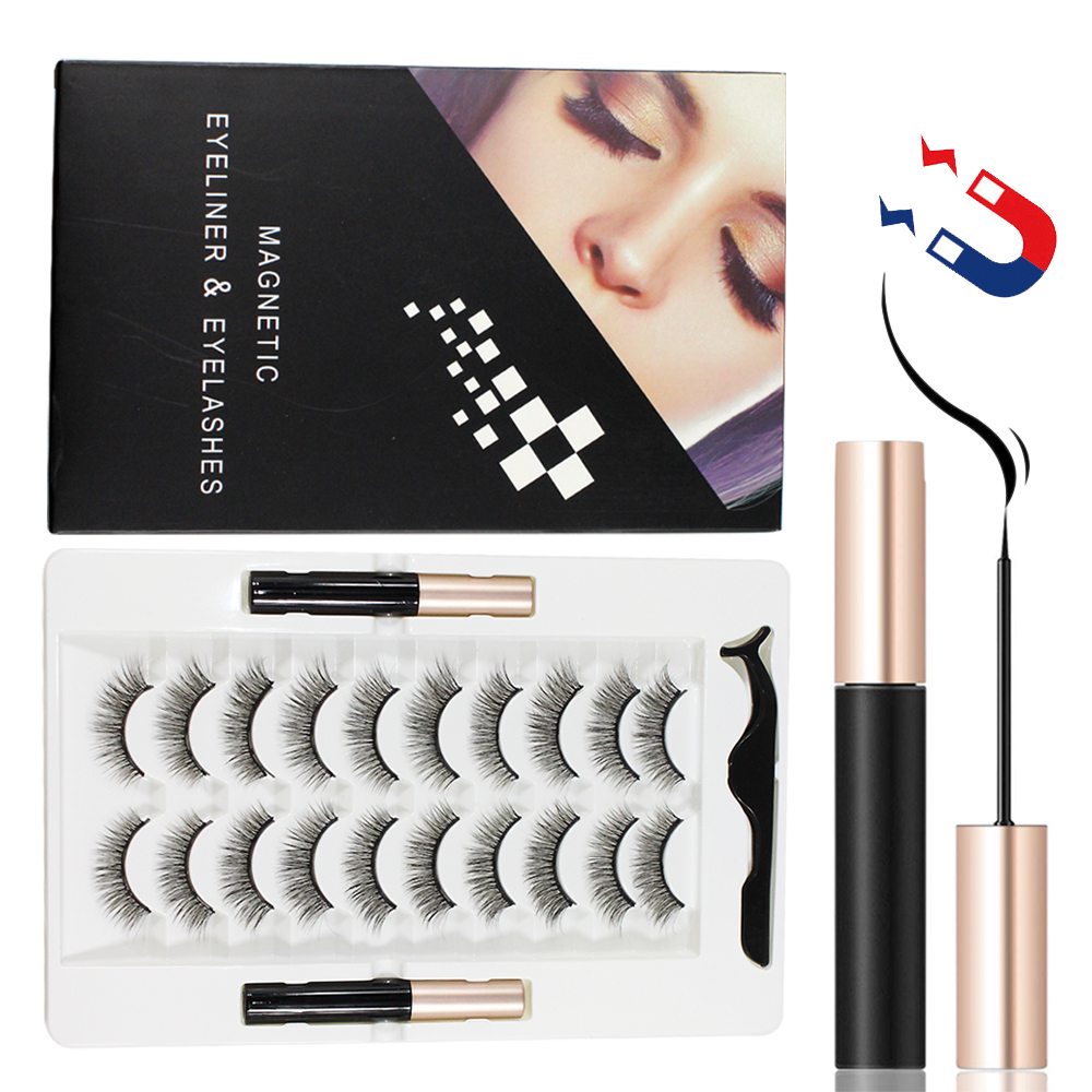 10 pairs of magnetic eyelash CILIA convenient and efficient use of mink hair hand-made magnetic eyelashes Tweezers eyeliner