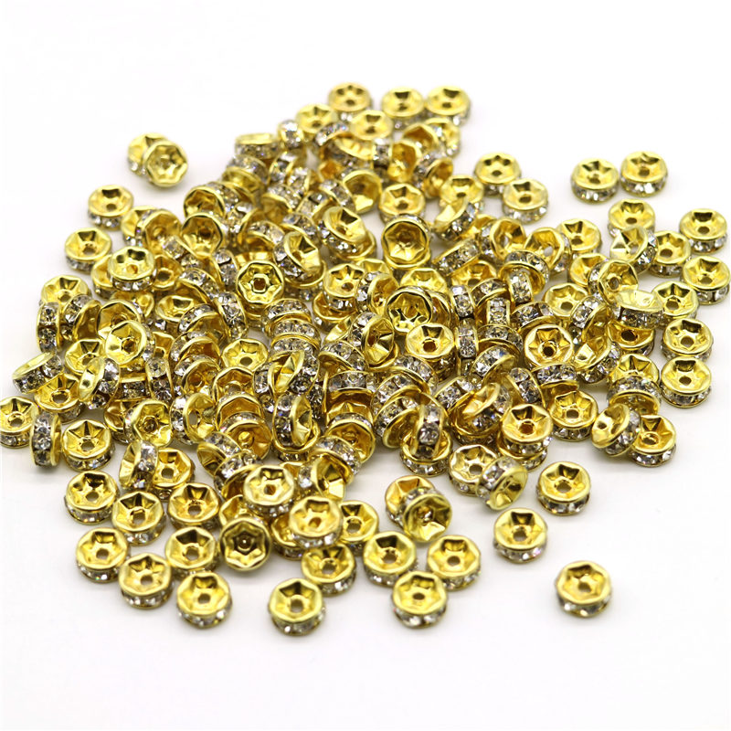 6mm Wholesale Price 200pcs/lot Silver Plated Rhinestone Crystal Spacer Beads for craft for Jewelry For Jewelry Making