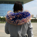 Width 24cm Large Size Real Raccoon Fur Collar Women Winter Parka Hooded Jacket Coat Fur Collar Warm Fur Scarf