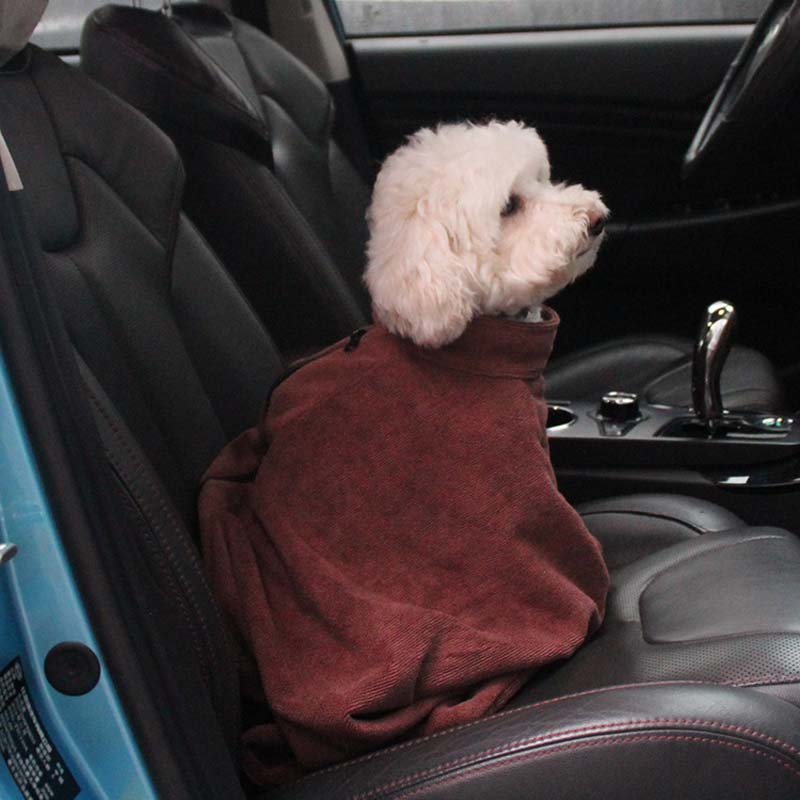 Whole Wrap Dog Bathrobe Pet Clothes Car Travel Absorbent Quick Drying Towel for Small Medium Large Dogs Bath Towel Brown XS-L