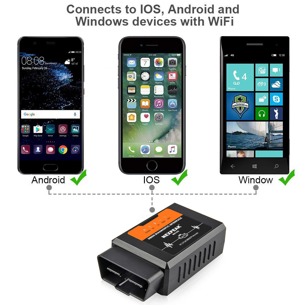 NEXPEAK NX103 ELM327 V1.5 WIFI OBD2 Scanner Car Diagnostic Tool Pic18f25k80 Obd2 Scaner Auto Diagnostic Scanner ELM327