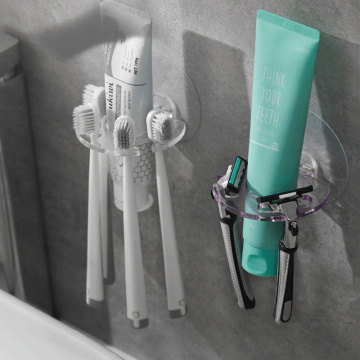 2pcs/lot Self-adhesive Wall Mount Toothpaste Dispenser Toothbrush Holder Storage Squeezer Shaver Holder Bathroom Shelves