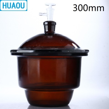 HUAOU 300mm Vacuum Desiccator with Ground - In Stopcock Porcelain Plate Amber Brown Glass Laboratory Drying Equipment