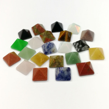 fashion 50pcs 14MM square pyramid cab cabochons mixed natural stone beads for Jewelry making Earring Pendant accessories No hole