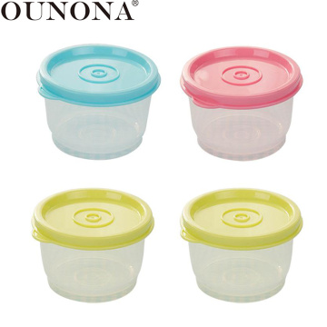 OUNONA 4pcs Small Crisper Round Leakproof Kitchen Plastic Sealed Bowl Lunch Boxes Food Container for Microwave Oven Refrigerator