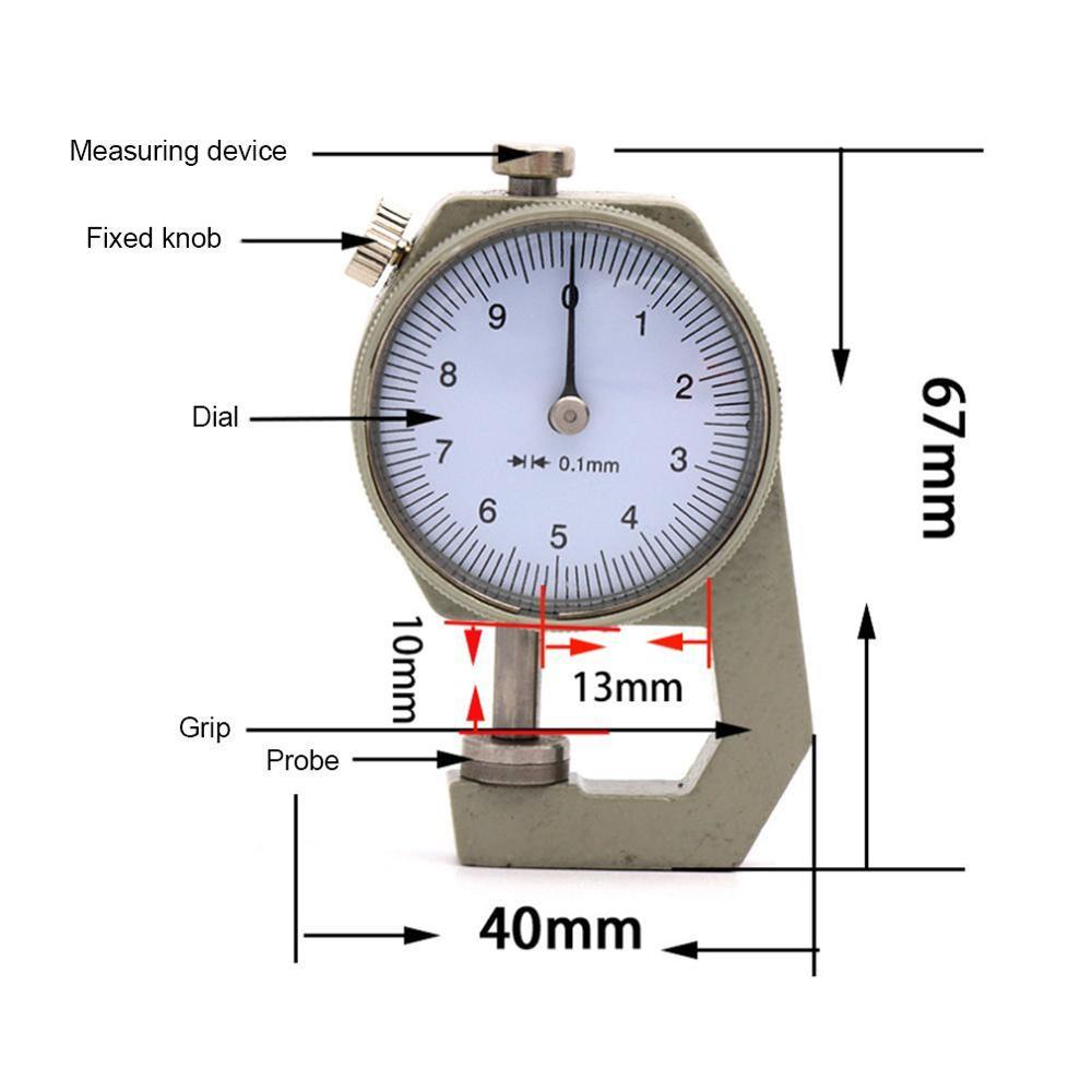 Leather Paper Dial Thickness Gauge 0-10mm 0.1mm Metal Case High Precision Micrometer Tester Width Measuring Instrument Tools