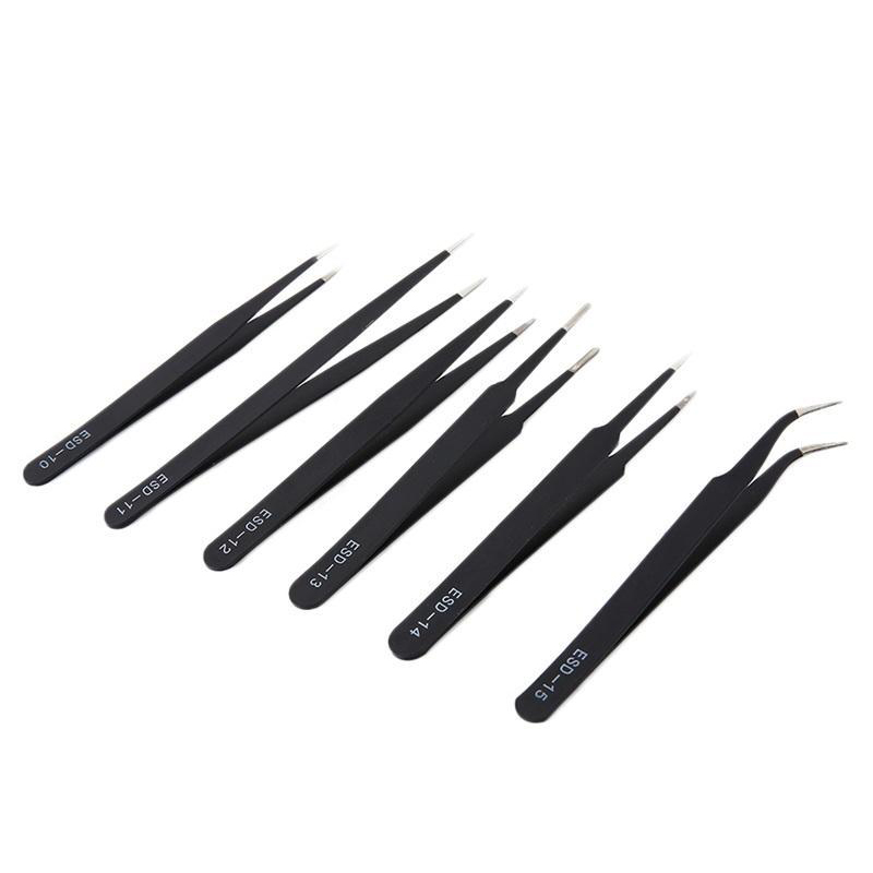 6Pcs /Set Tweezers High Precision ESD Tweezer Set stainless Tweezers tools kit for BGA Sundry Repair Non Magnetic wholesale