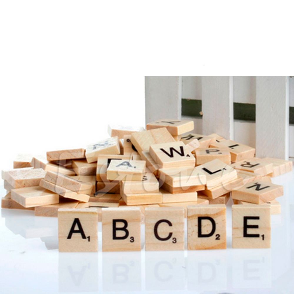100PC Wooden scrabble letters English Alphabet Word Scrabble Tiles DIY crafting Letters Digital Puzzle Wooden Toys For Child