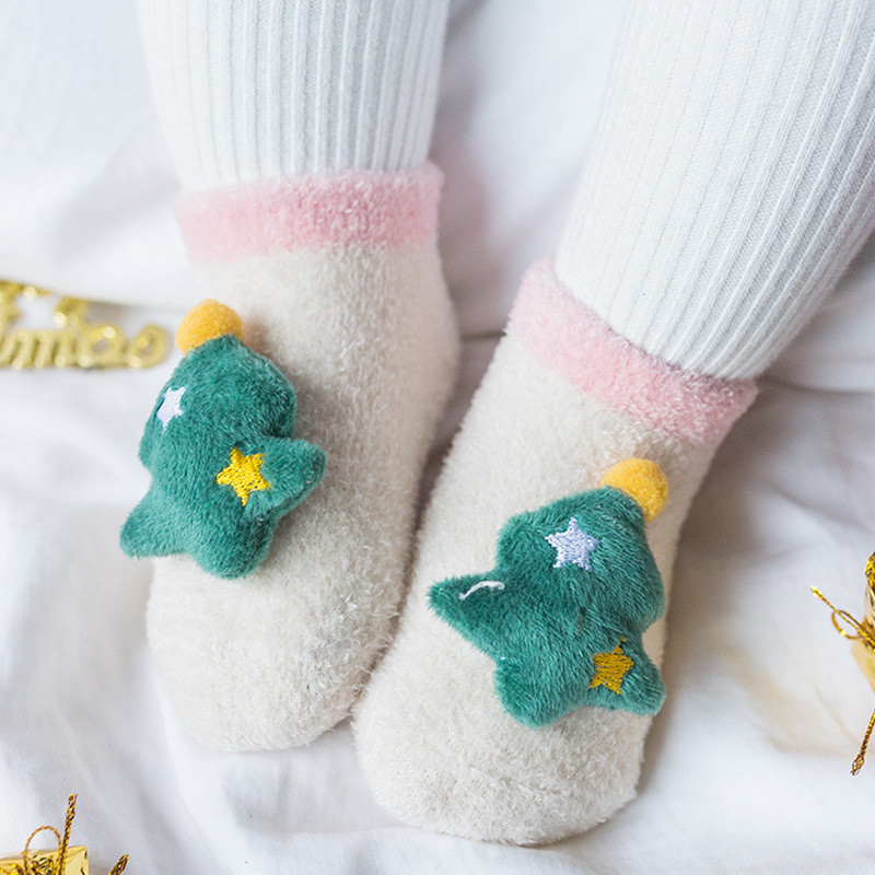 Lawadka Baby Socks Christmas Anti Slip Short Socks for Baby Newborn Winter Warm Infant Cartoon Girls Boys Socks for Babies