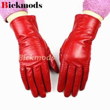 The New Female Leather Gloves Multicolor Sheepskin Velvet Lining Warm Autumn And Winter Special Price Promotions