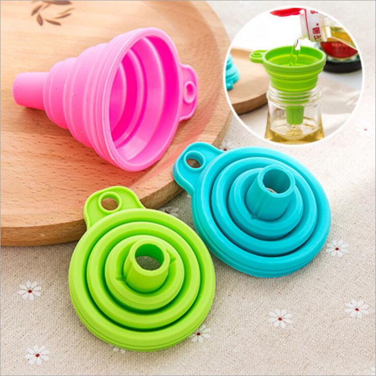 Food-grade Silicone Foldable Funnel Mini Liquid Dispensing Collapsible Style Funnel Folding Portable Funnels Kitchen Tool
