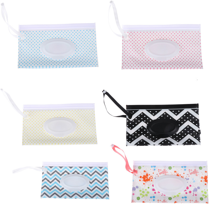 1pcs Easy-carry Snap-strap Wipes Container Clutch And Clean Wipes Carrying Case Wet Wipes Bag Clamshell Cosmetic Pouch