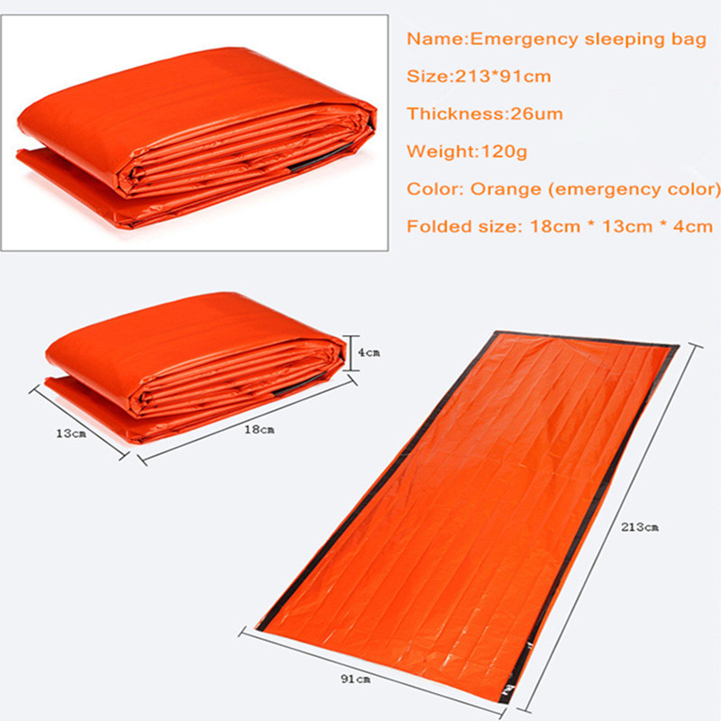 2 PC Emergency Sleeping Bag Outdoor Camping Hiking First Aid Warm Bag Survival Protection Travel Bag Waterproof Anti-cold Pad