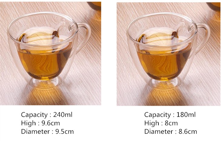 Creative Heart-shaped Double Wall Glass Transparent Heat-resistant Handgrip Glass Juice Drink Cup Coffee Tea Cup Drinkware