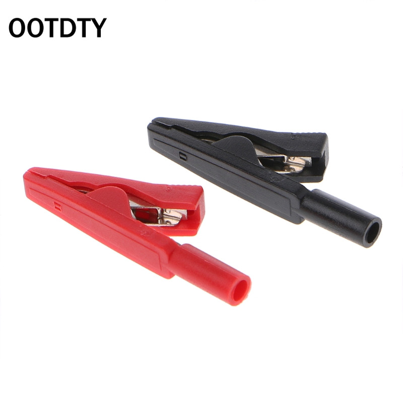 Brand New 2 Pcs Insulated Alligator Clip 2mm Banana Female Adapter Meter Test Probe Black Red