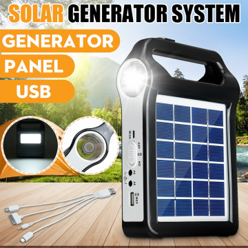 Portable 6V Rechargeable Solar Panel Power Storage Generator System USB Charger With Lamp Lighting Home Solar Energy System Kit