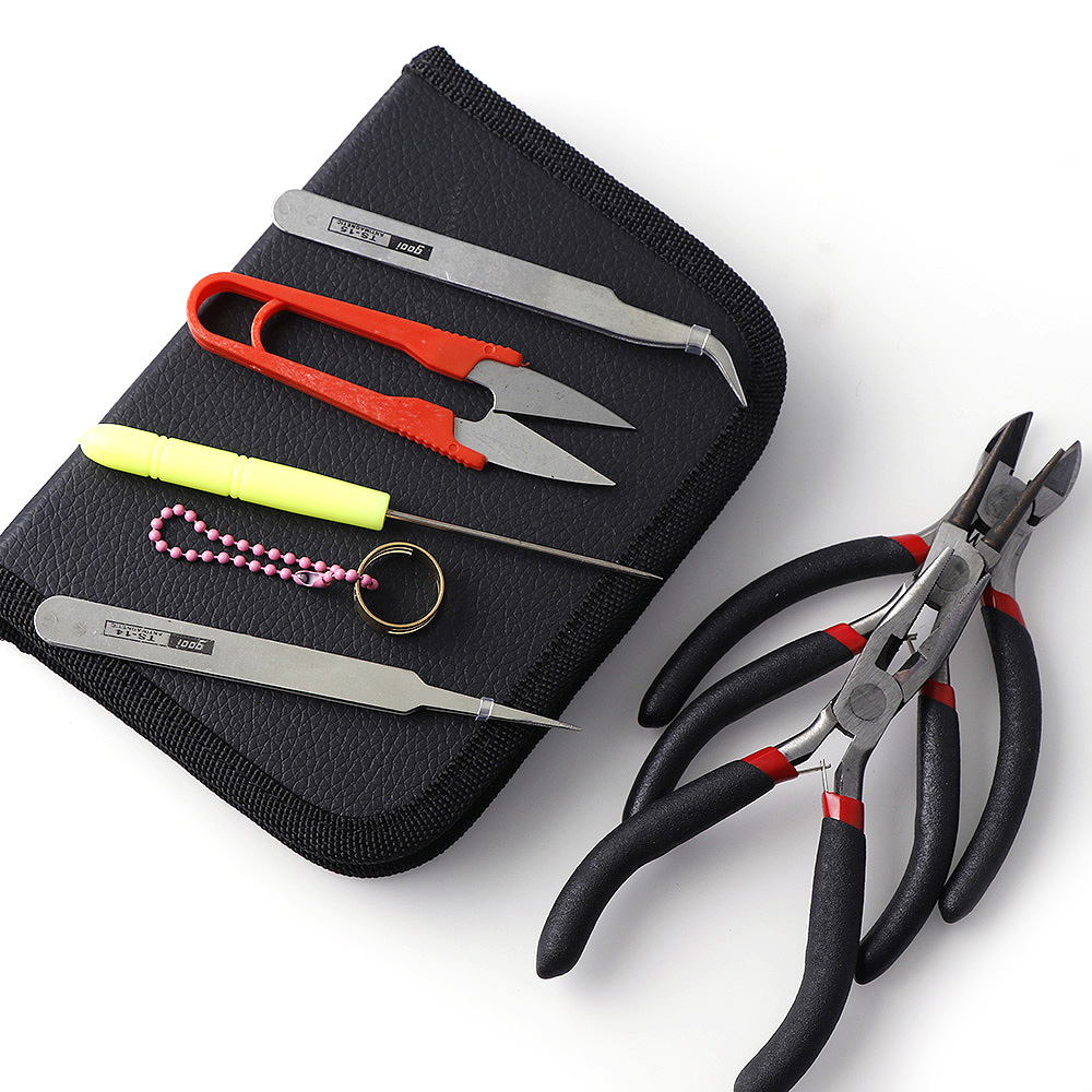 New 8pcs/set Jewelry Making Tool Kits Pliers Set with Round Nose Plier Side Cutting Pliers Wire Cutter Scissor Beading Tweezers