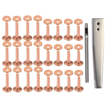 Red Copper Rivet and Burr with Burr Setter Copper Rivet Fastener Install Setting Tool and Hole Punch Cutter