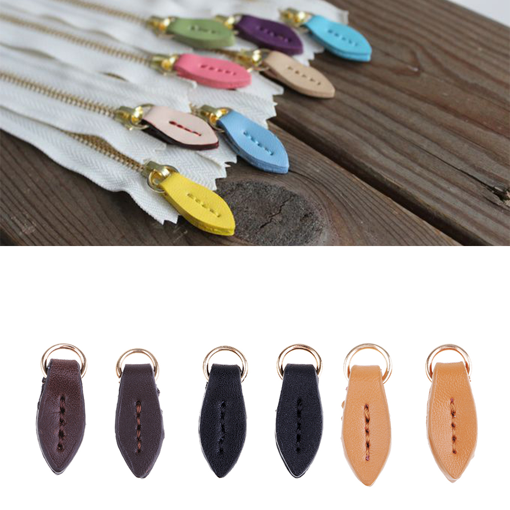 fityle 2Pcs Leaf Shape Leather Zip Puller Zipper Pulls Replacement Sewing Fastener Slider for Backpack Purse Bag Pants