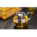 borosilicate heat resistant clear glass teapot with stainless steel strainer