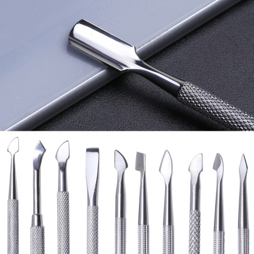 1Pcs Dual-end Nail Cuticle Pusher Spoon Stainless Steel UV Gel Polish Removal Trimmer Dead Skin Grinding Rod Manicure Tool JIA17