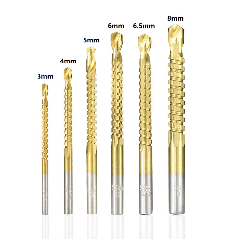 XCAN Titanium Coated HSS Drill Bit 3/4/5/6/6.5/8m Electric Drill Plastic Wood Hole Grooving Drill Saw Carpenter Woodworking Tool