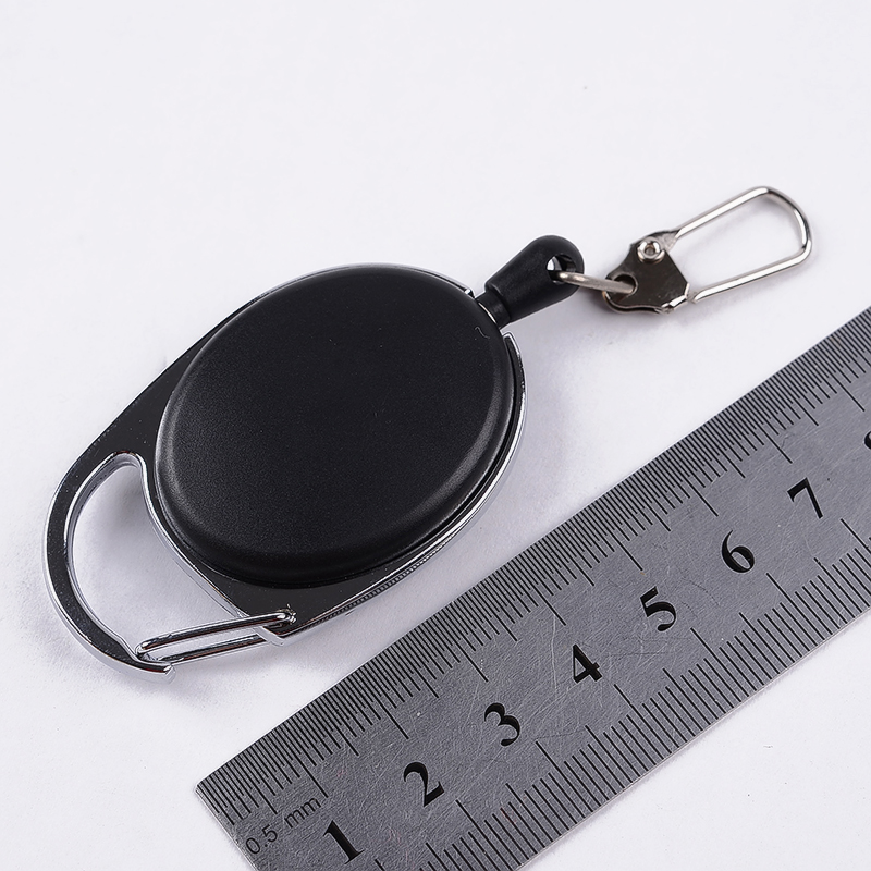 Recoil Extendable Nylon Wire 60cm 23in Key Chain Ring Belt Clip Pull Keyring Retracting ID Card Badge Holder