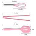 6Pcs/Set Pink Silicone Cooking Tool Sets Turner Egg Beater Spatula Oil Brush Tongs Kitchen Utensils Baking Tools