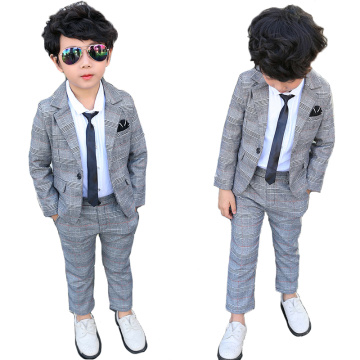 Formal Children Plaid Dress Suit Set Boy Wedding Party Catwalk Piano Performance Costume Kids Plaid Blazer Pants Clothing Sets