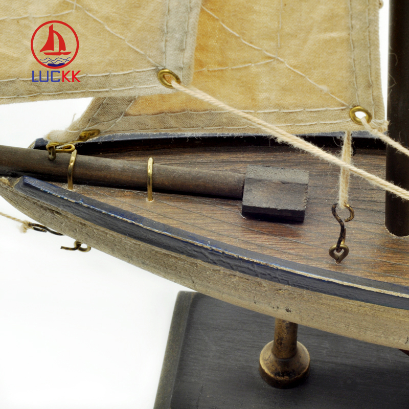 LUCKK Wooden Sailboat Model 33*37*6cm Reef and Sail Sailing Model Ship Gift for Children and Adult