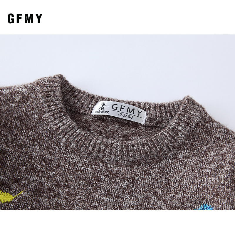 GFMY 2019 Autumn Winter Fashion Embroidered Colored Feather O-Collar Boys Sweaters 5T-14T Warm Wool Children's Clothing