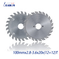 Woodworking Double Layers Circular Saw Blade Carbide Round Cutting Disc for Industrial Wood Cutting 100x2.8-3.6x20x12+12T 1pc