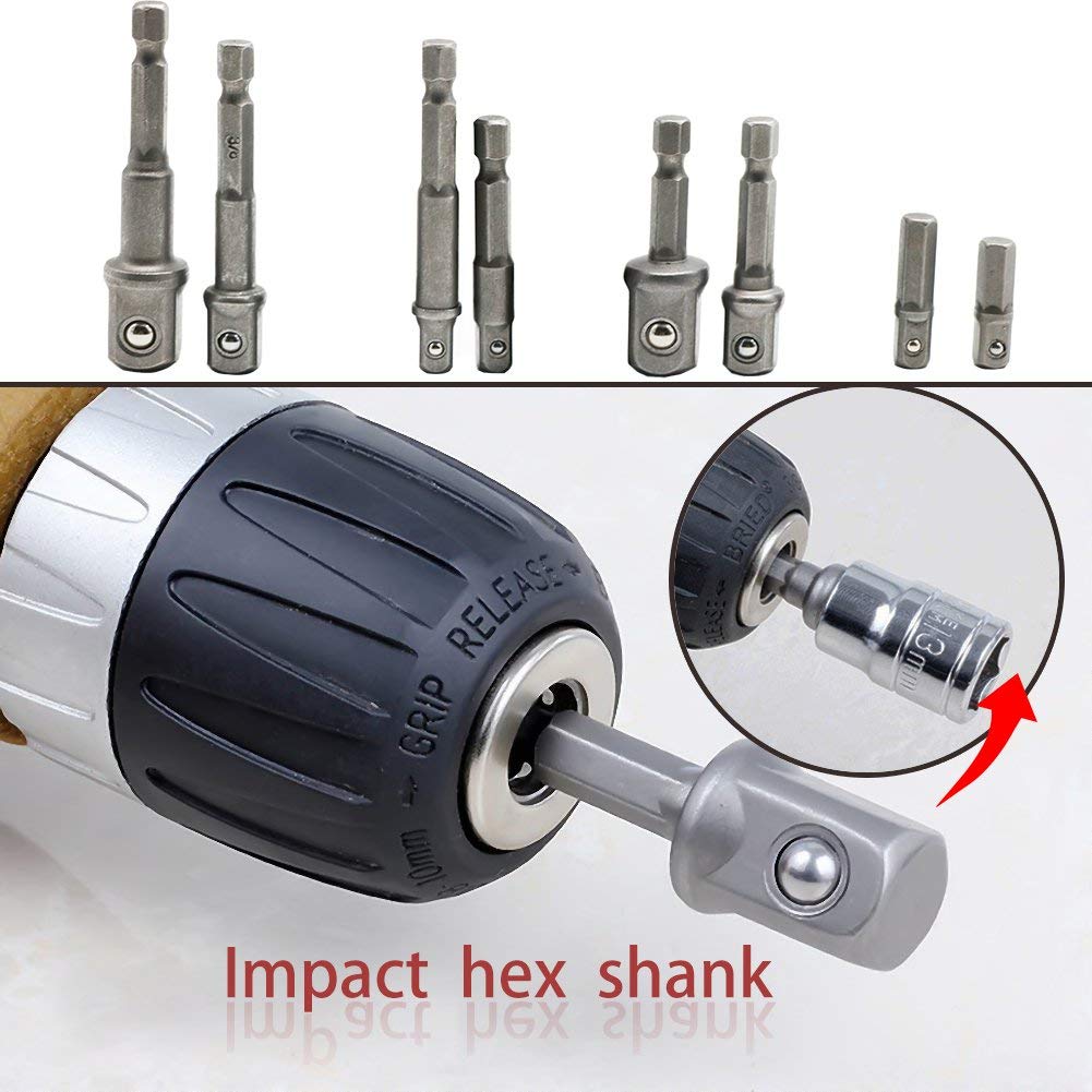1set Socket Adapter Impact/Extension Set 1/4" 3/8" 1/2" Impact Hex Shank Drill Bits Bar Set Power Drill Adapter Set