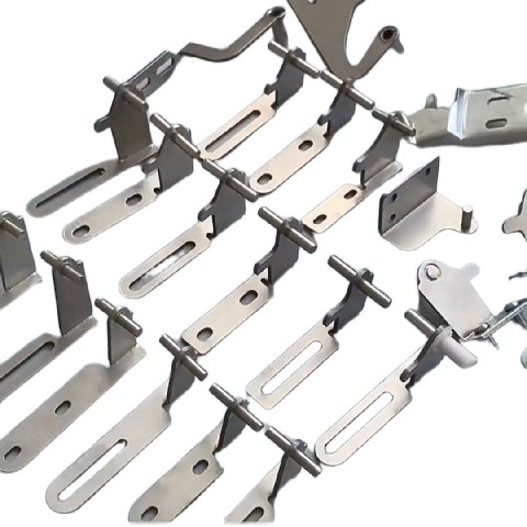 Stainless steel refrigerator door hinge.