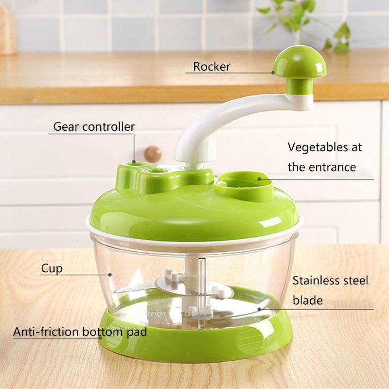 Manual Portable Blender Spiral Vegetable Slicer Meat Grinder Food Processor Multifunctional Kitchen Round Chopper Mixer