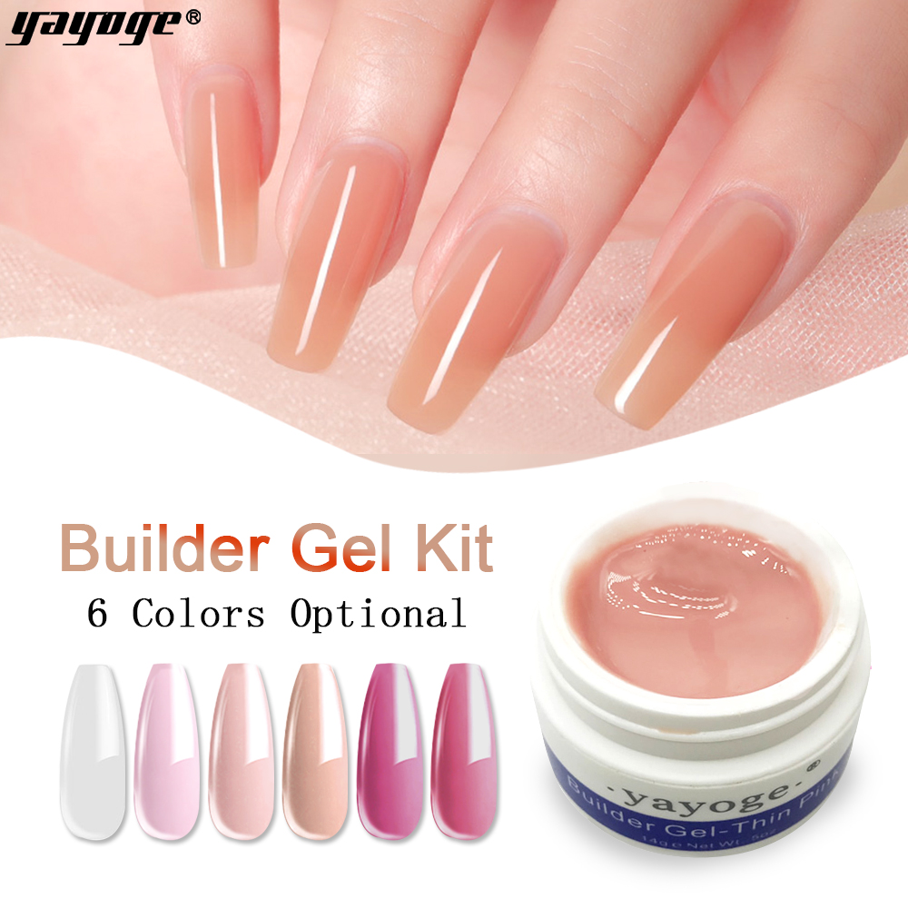 YAYOGE Builder Gel Gel Polish Finger Nail Extension Gel Pink Crystal Camouflage UV Gel Soak Off Jelly Gel Nail Art