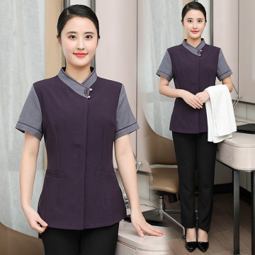 Cleaning overalls short-sleeved summer wear female property hotel housekeeping floor cleaning aunt AP uniform