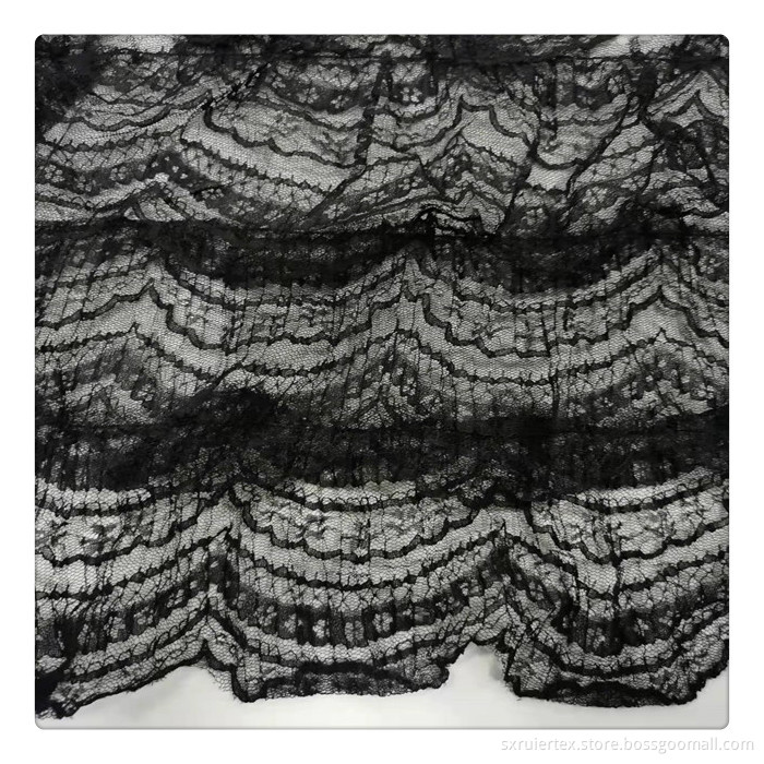 fancy fabric black embroidery ruffle dress making lace fabric lace fabric for wedding dresses