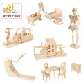 Free shipping Kids Classic Furniture 3D puzzles children Learning Education jigsaw puzzles wooden toys furniture puzzle toy gift