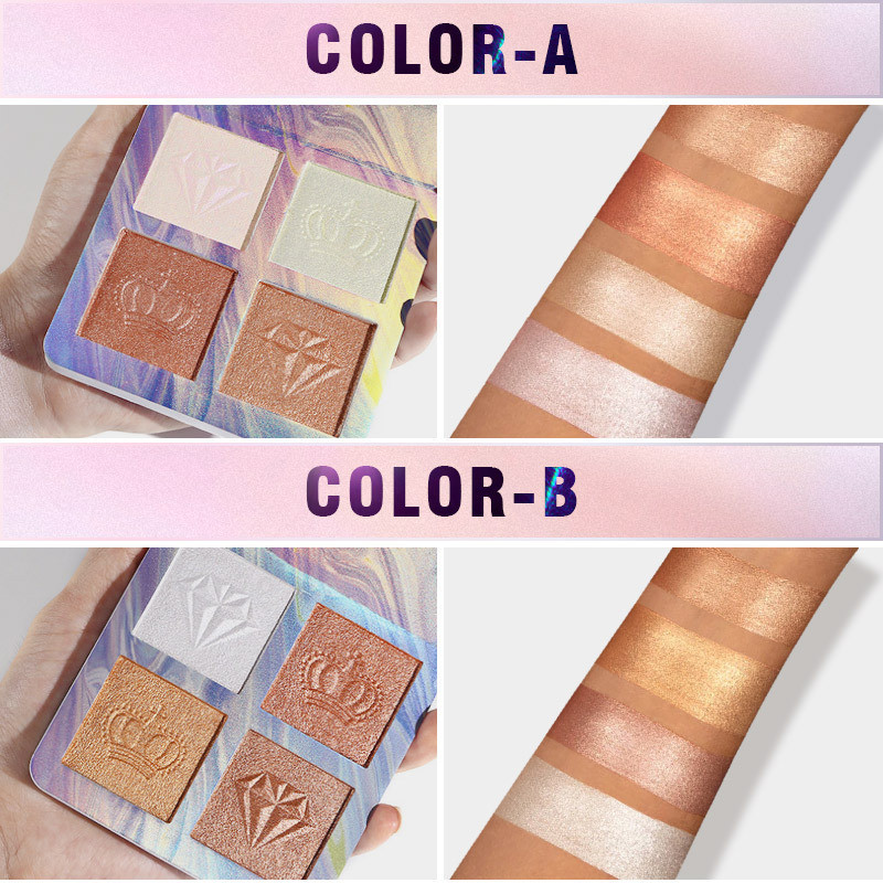 4 Colors Highlighter Powder Palette Brighten Skin Shimmer Face Contouring Highlight Facial Bronzer Repair Makeup Blush Cosmetics