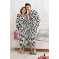 Unisex Men Fashion Flannel Warm Thickening Leopard Print Long Robe Soft Bathrobe Towelling Bath Robe Dressing Gown Nightwear