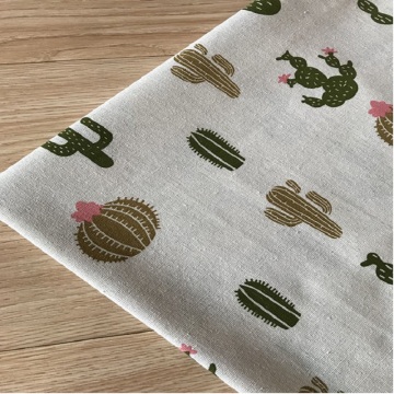 Funny Cute Cactus Printing Cotton Linen Fabric Cotton Canvas Flax Material Sewing For DIY Quilting Photo Background Sofa Cover