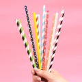 100PC Degradable Kraft Paper Suction Tube Stripe pattern Straws For Party Baby Wedding Shower Decoration Gift Party Event Supply